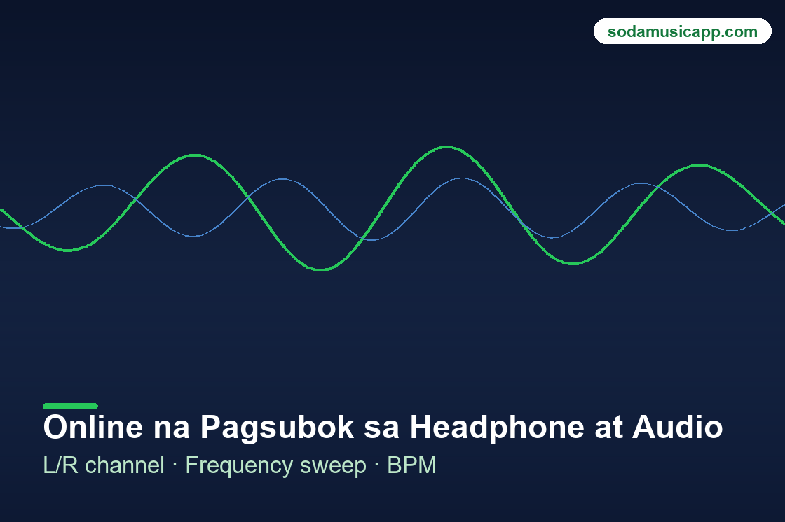 Online na headphone at audio test tool na paglalarawan