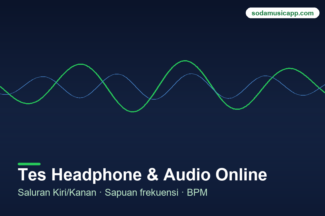 Ilustrasi headphone online dan alat uji audio
