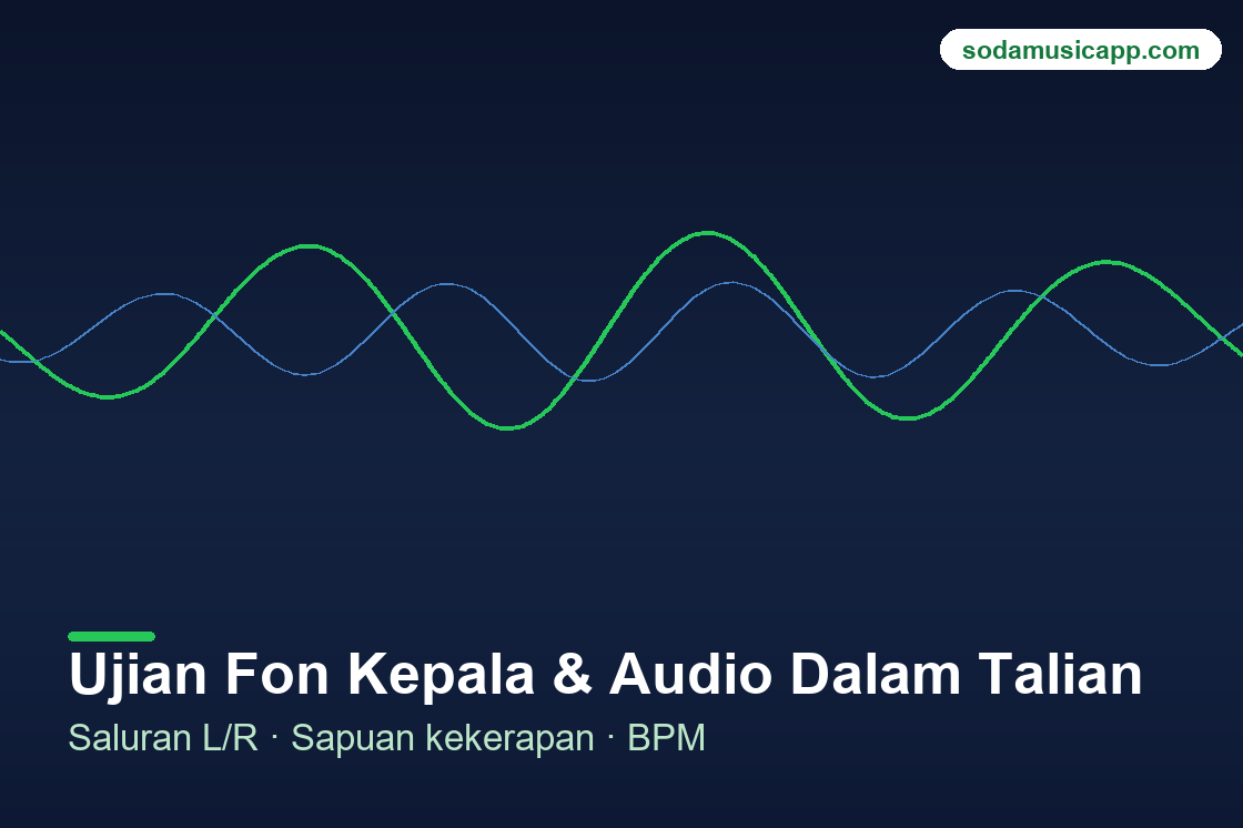 Ilustrasi alat ujian fon kepala dan audio dalam talian