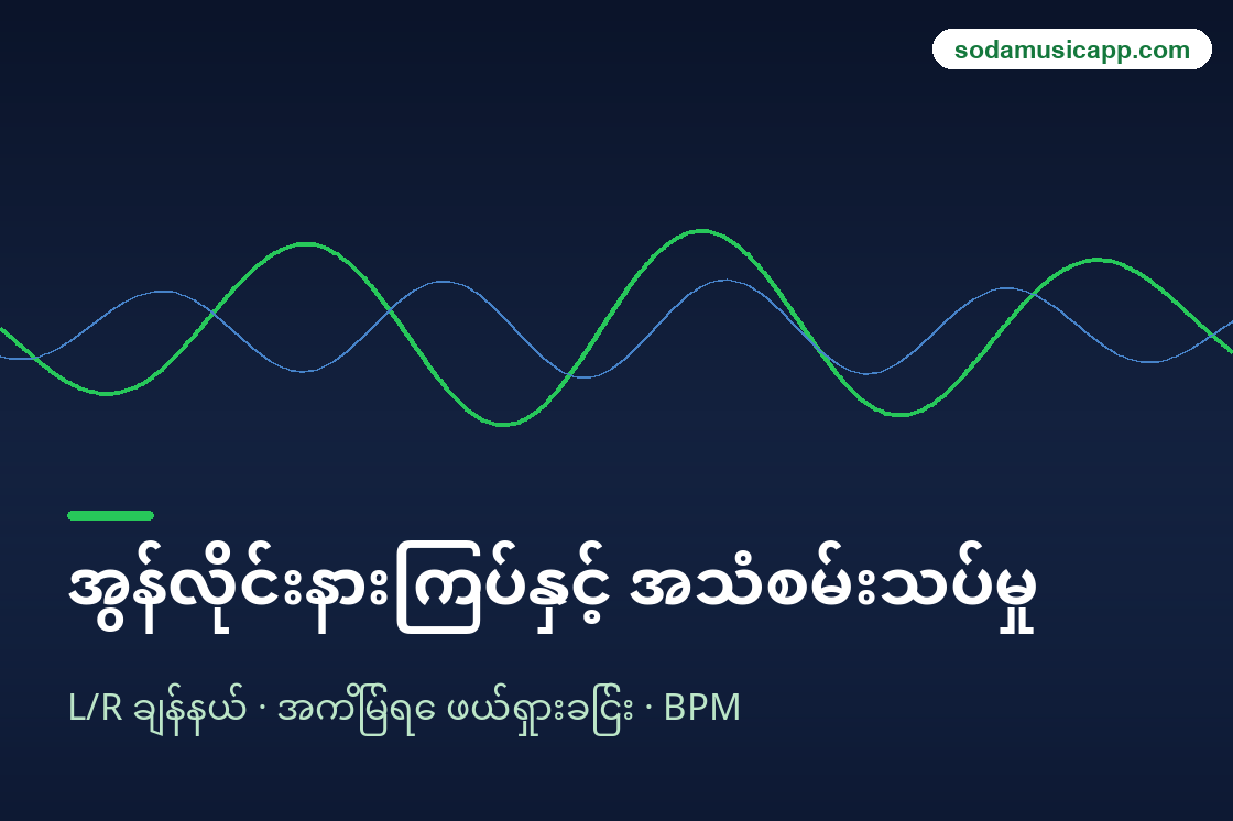 အွန်လိုင်းနားကြပ်နှင့် အသံစမ်းသပ်ကိရိယာ သရုပ်ဖော်ပုံ